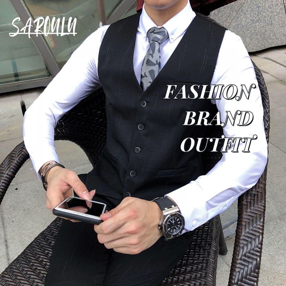 Men Formal Wear Sale - Decent Blazer Vest Pants Men's Set,