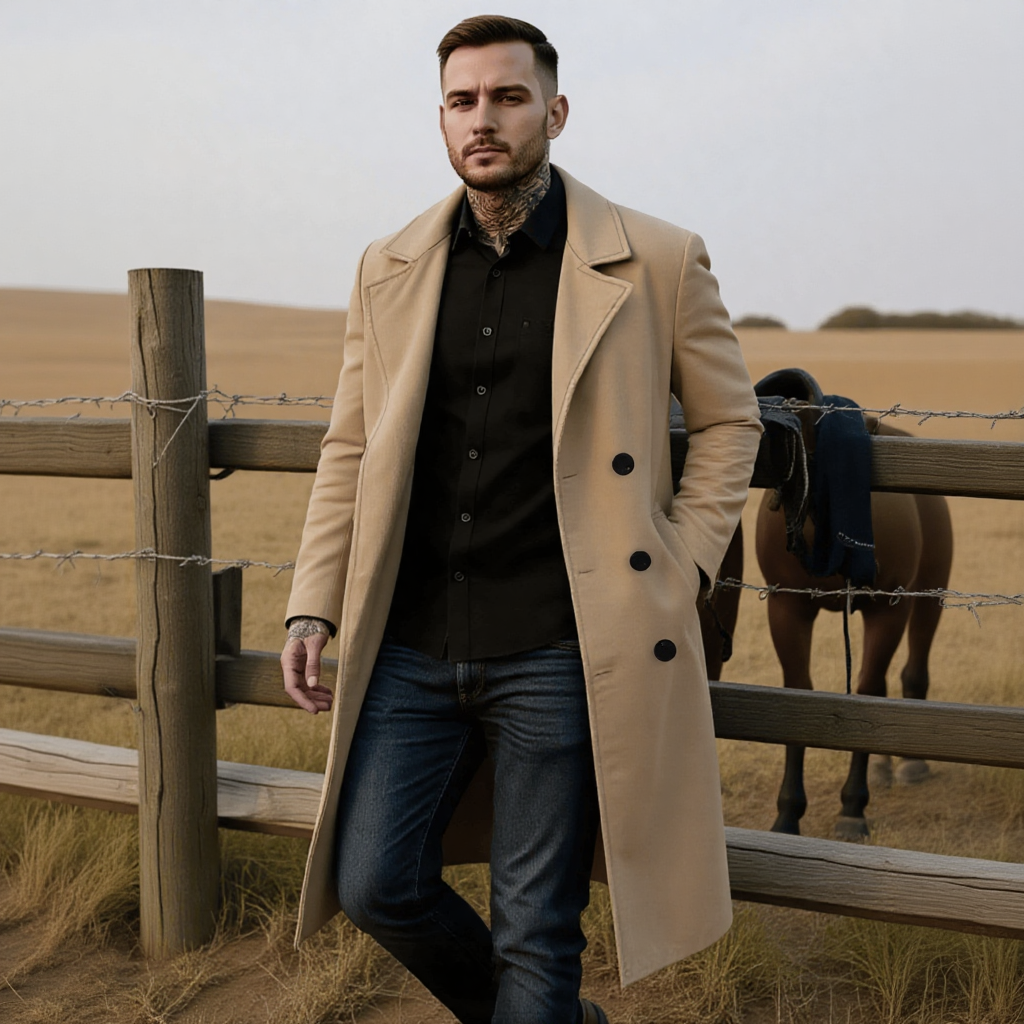 Men'S Urban Formal Wear - Men's Business Double-Breasted Woolen Blend Overcoat
