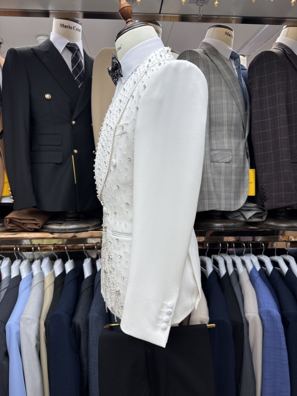 Silver Beaded Crystal Suit Jac - огляд і ціна Men Formal Wear Jacket