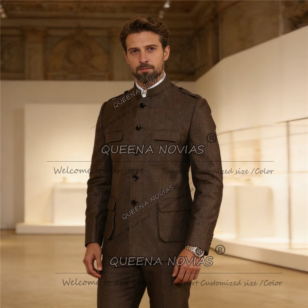 Classic Brown Suits Men Safari - огляд і ціна Men Formal Wear Jacket