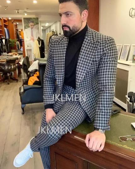 Houndstooth Mens Suits 2PCS We - огляд і ціна Men Formal Wear Jacket
